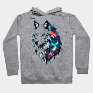 Cosmic Canine: Geometric Wolf Hoodie